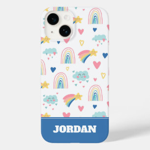 Cute Rainbow Hearts & Clouds Pattern Case-Mate iPhone 14 Case