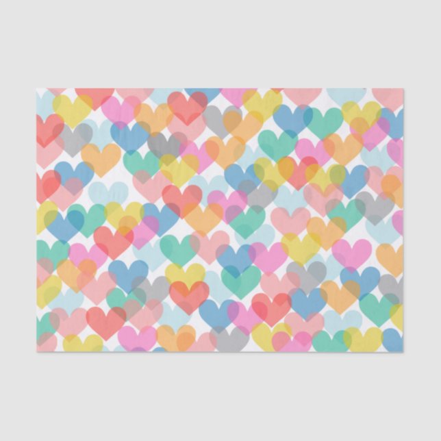 Cute Rainbow Hearts Tissue Paper (Front)