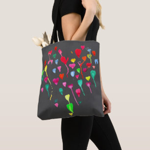 Cute rainbow hearts watercolor colourful art tote bag