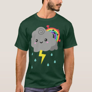 Cute Rainbow Hiding Behind A Thunderstorm Cloud T-Shirt