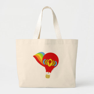Cute Rainbow Hot Air Balloon Fun Art Design Large Tote Bag