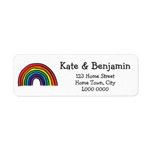 Cute Rainbow Illustration Address Label