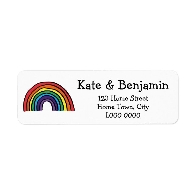 Cute Rainbow Illustration Address Label (Front)