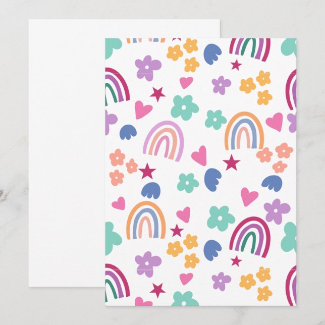 Cute Rainbow Invitation (Front/Back)