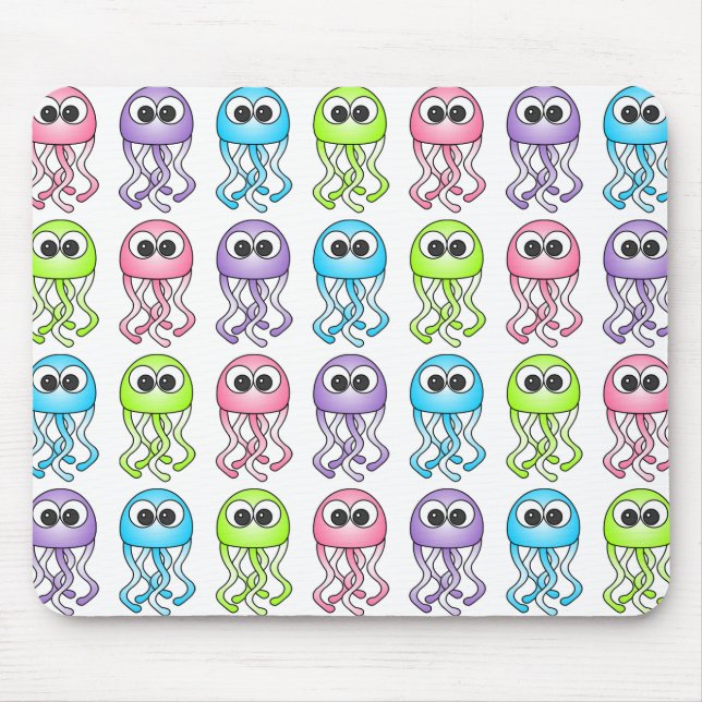 Cute Rainbow Jellyfish Mousepad (Front)