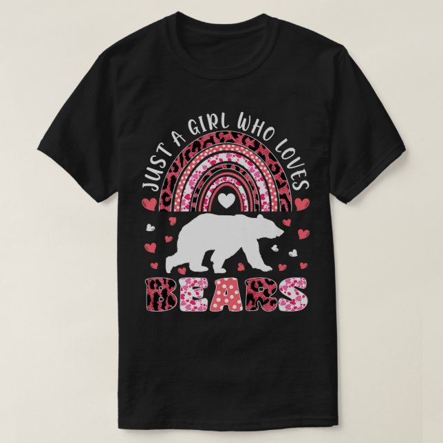 Cute Rainbow Just A Girl Who Loves Bears Leopard P T-Shirt (Design Front)