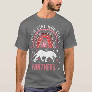 Cute Rainbow Just A Girl Who Loves Panthers Leopar T-Shirt