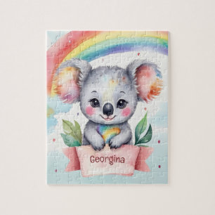 Cute Rainbow Koala Personalized Kids Jigsaw Puzzle