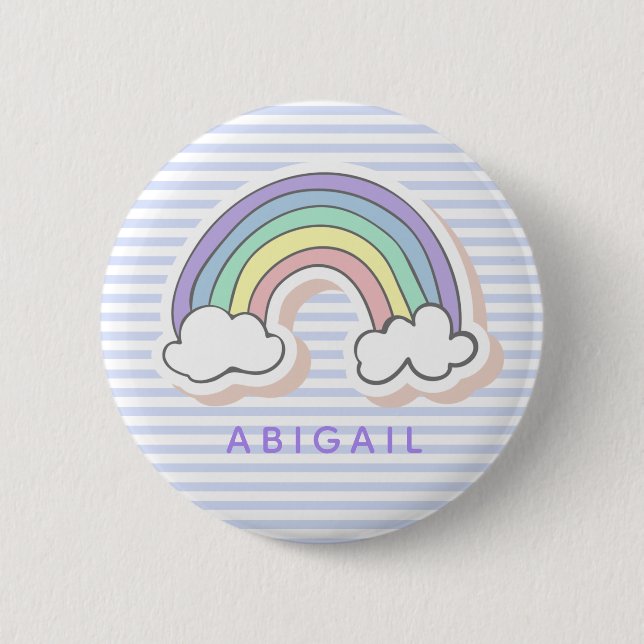 Cute Rainbow - Lavender Striped Kids'  6 Cm Round Badge (Front)