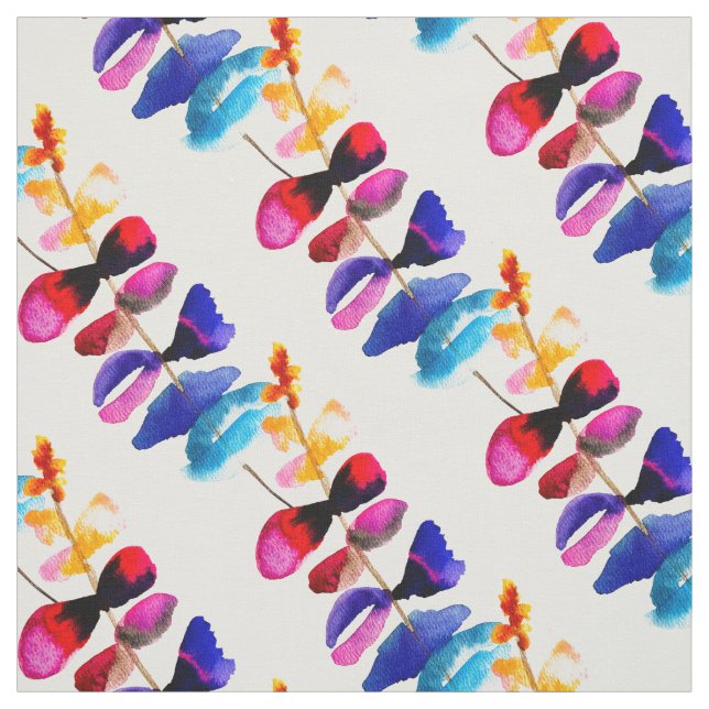 Cute rainbow leaves watercolor fabric (Swatch)