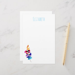 Cute rainbow leaves watercolor stationery