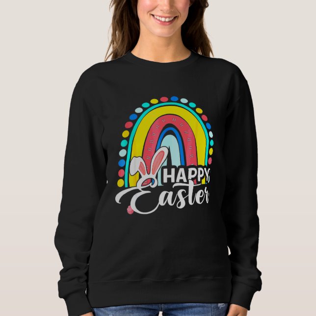 Cute Rainbow Leopard Happy Easter Day Eggs Decor G Sweatshirt (Front)