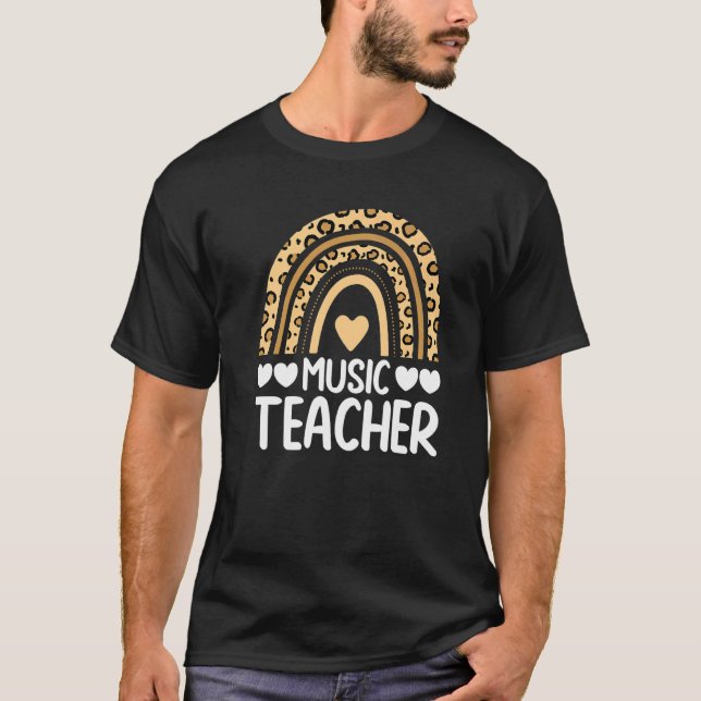 Cute Rainbow Leopard Music Teacher Men And Women   T-Shirt (Front)