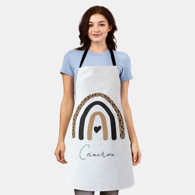 Cute Rainbow Leopard Pattern Apron (Worn)