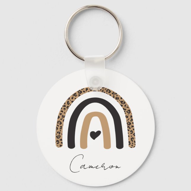 Cute Rainbow Leopard Pattern Key Ring (Front)