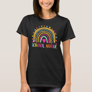 Cute Rainbow Leopard Print School Nurse Last Day O T-Shirt