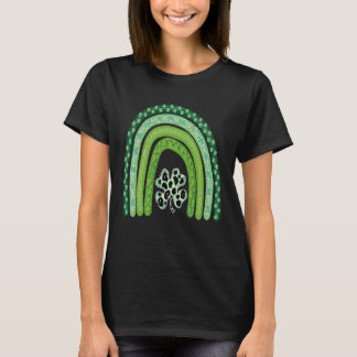 Cute Rainbow Leopard Print Shamrock Lucky St Patri T-Shirt