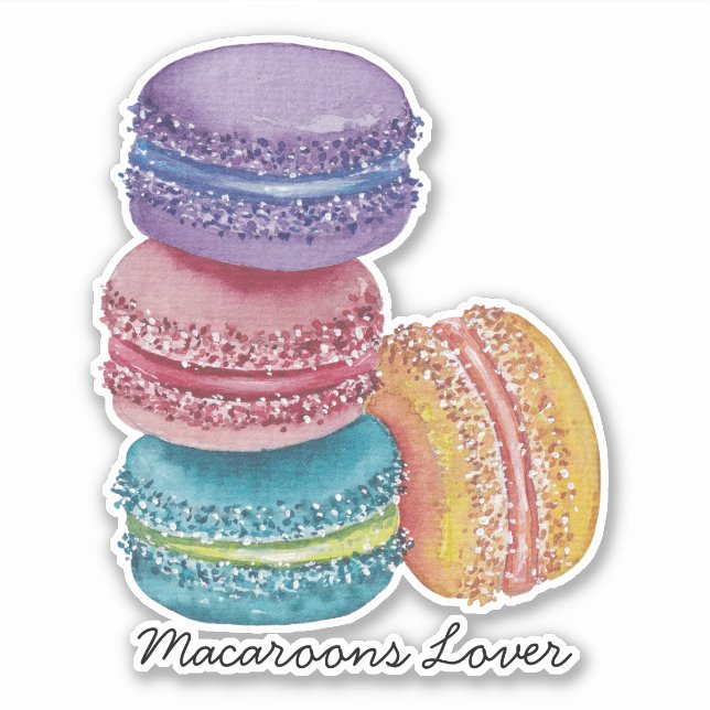 Cute Rainbow Macaroons In Watercolor  (Front)