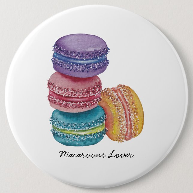 Cute Rainbow Macaroons In Watercolor   6 Cm Round Badge (Front)