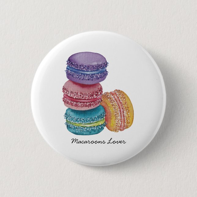 Cute Rainbow Macaroons In Watercolor  6 Cm Round Badge (Front)
