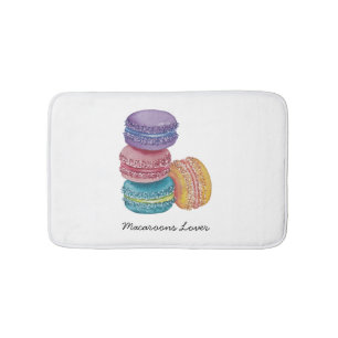 Cute Rainbow Macaroons In Watercolor  Bath Mat