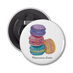 Cute Rainbow Macaroons In Watercolor  Bottle Opener