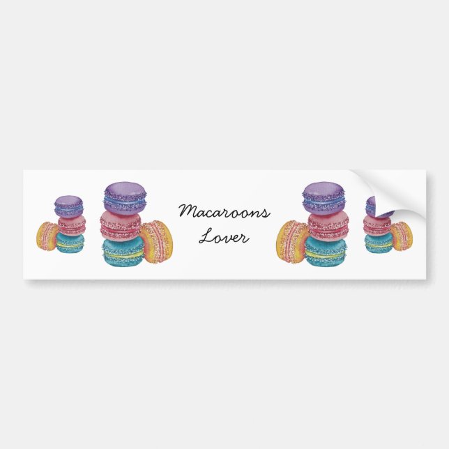Cute Rainbow Macaroons In Watercolor Bumper Sticker (Front)