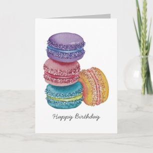 Cute Rainbow Macaroons In Watercolor Card