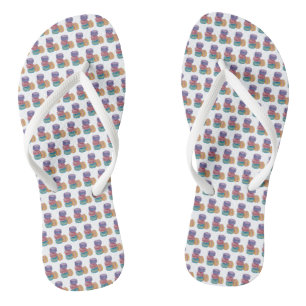 Cute Rainbow Macaroons In Watercolor Flip Flops