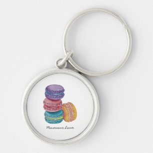 Cute Rainbow Macaroons In Watercolor Key Ring