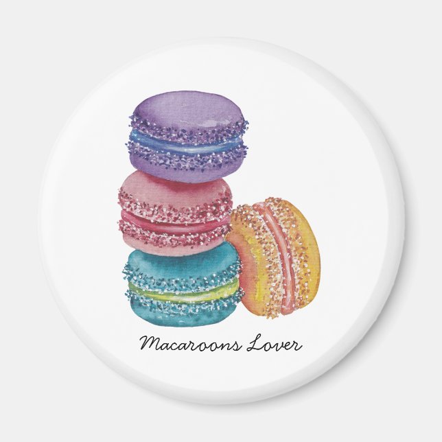 Cute Rainbow Macaroons In Watercolor  Magnet (Front)