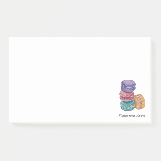 Cute Rainbow Macaroons In Watercolor Post-it Notes (Front)