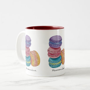Cute Rainbow Macaroons In Watercolor Two-Tone Coffee Mug