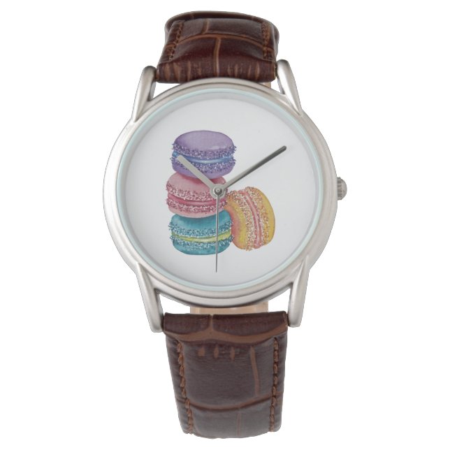 Cute Rainbow Macaroons In Watercolor  Watch (Front)