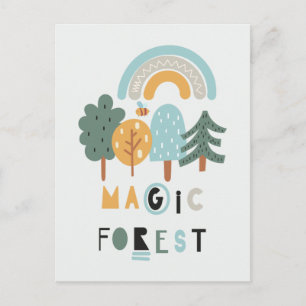 Cute Rainbow Magic Forest Postcard