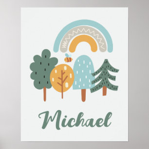Cute Rainbow Magic Forest Poster