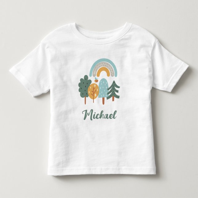Cute Rainbow Magic Forest Toddler T-Shirt (Front)