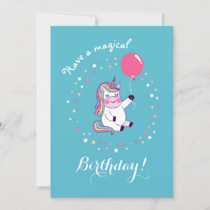 Cute Rainbow Magical Unicorn Birthday Card