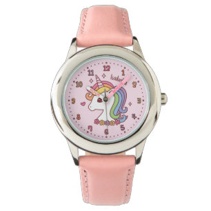 Cute Rainbow Mane Unicorn Girls Personalised Watch