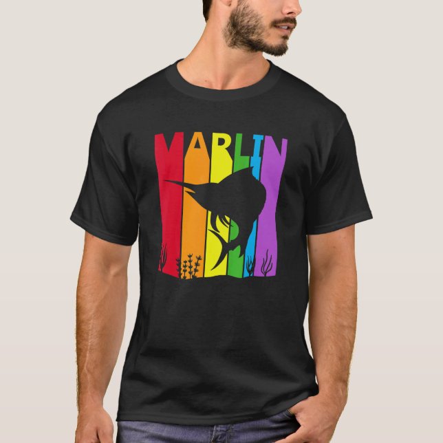 Cute Rainbow Marlin fish T-Shirt (Front)