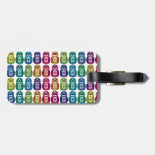Cute Rainbow Matryoshka Owls Luggage Tag
