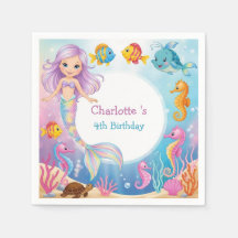 Cute Rainbow mermaid fish seahorse Birthday
