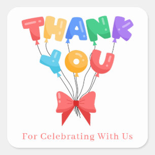 Cute Rainbow Modern Thank You Birthday  Square Sticker
