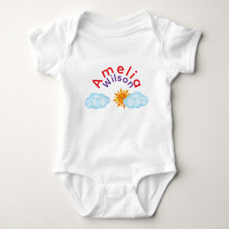 Cute Rainbow Name Sun Cloud Baby Bodysuit