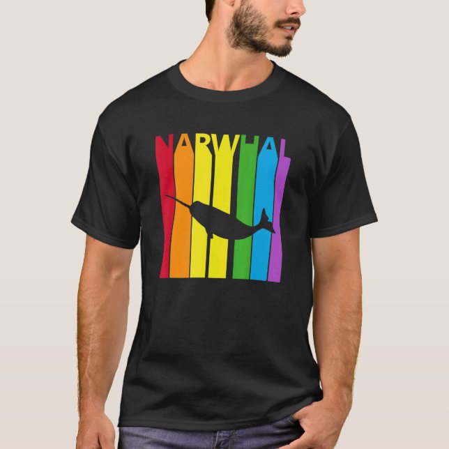 Cute Rainbow Narwhal Animal T-Shirt (Front)