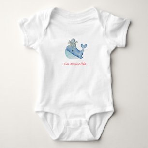 Cute rainbow octopus Whale fish Birthday party Baby Bodysuit