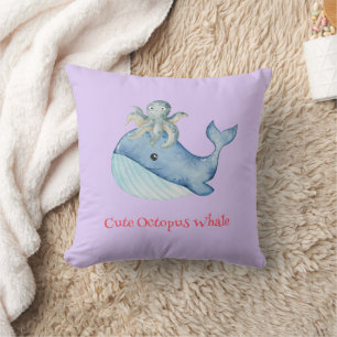 Cute rainbow octopus Whale fish Birthday party Cushion