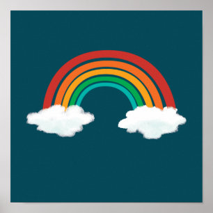Cute Rainbow On Clouds Pattern - Summer Gifts Poster
