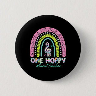 Cute Rainbow One Hoppy Music Teacher Happy Easter 6 Cm Round Badge