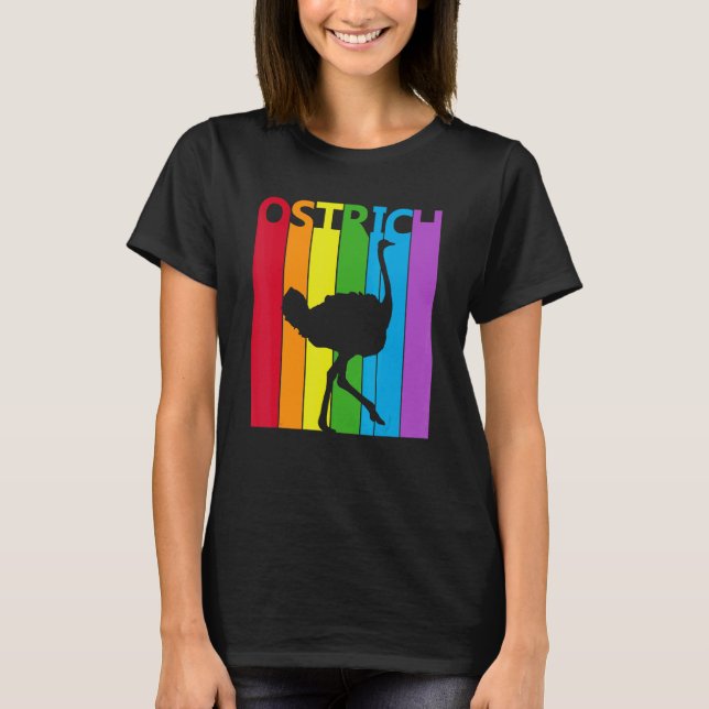 Cute Rainbow Ostrich T-Shirt (Front)